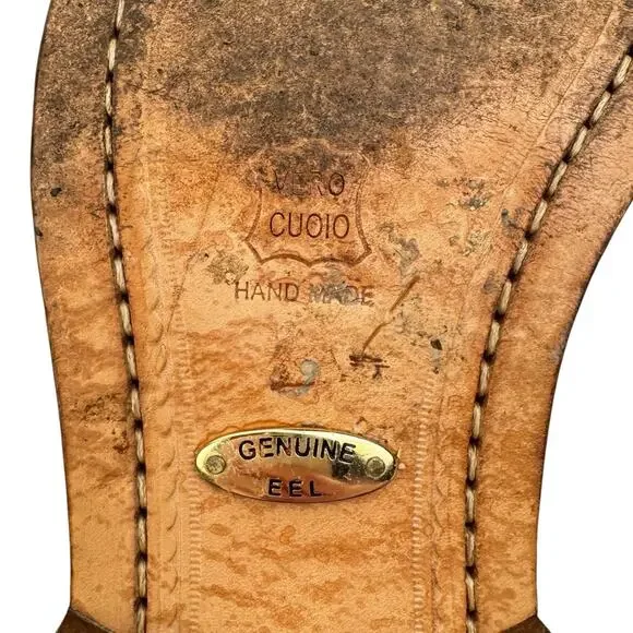 Studio Belvedere‎ White Eel Leather Slingback Sandals 9 Western Hand Made Unique - Picture 7 of 15